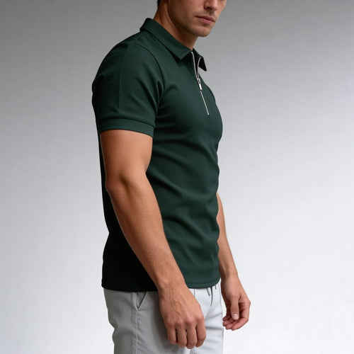 Brion Cotton Blend Half-Zip Polo Shirt – Lightweight Versatile Performance Top