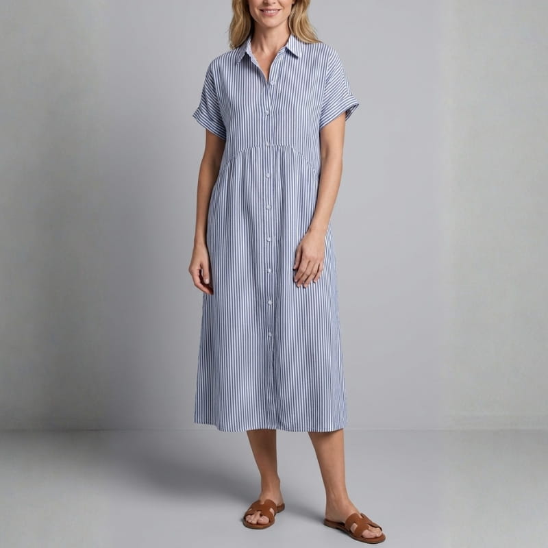 Emilia Women's Full Length Maxi Shirt Dress – Lightweight Breathable Style