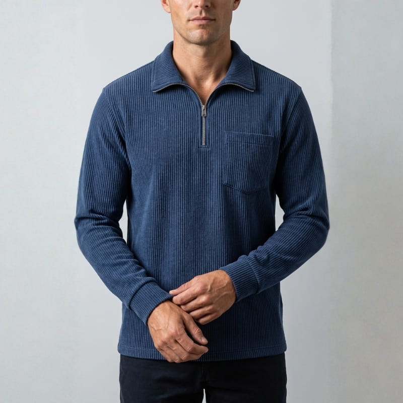 Lucien Corduroy Quarter Zip Polo Shirt – Soft Premium Layering Top