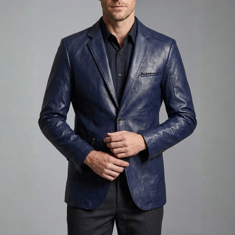 Alessio Genuine Leather Blazer – Premium Soft Structured Casual Jacket