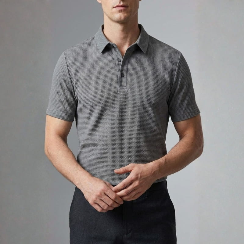 Steven Modern Performance Textured Polo – Breathable Stretch Comfort Shirt