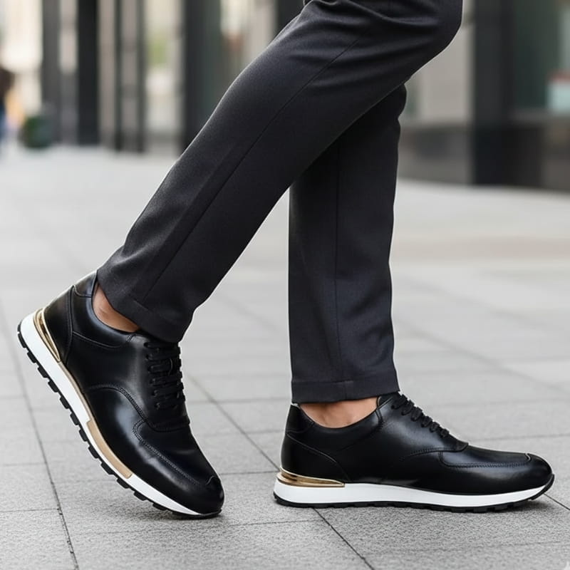 Claudio Genuine Leather Casual Sneakers – Vintage-Inspired Cushioned Lace-Up Shoes
