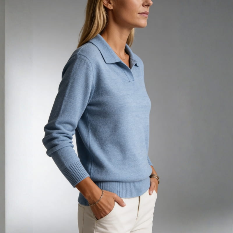 Esmé Soft Stretch Knit Polo Collar Sweater – Everyday Comfort Pullover