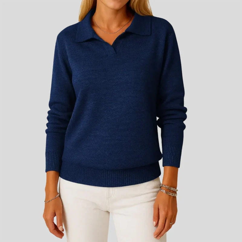 Esmé Soft Stretch Knit Polo Collar Sweater – Everyday Comfort Pullover