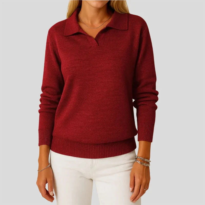 Esmé Soft Stretch Knit Polo Collar Sweater – Everyday Comfort Pullover