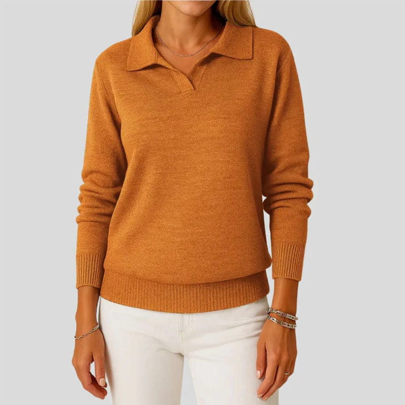 Esmé Soft Stretch Knit Polo Collar Sweater – Everyday Comfort Pullover