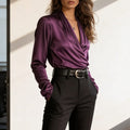 Amarah Satin Wrap Blouse – Flattering Lightweight V-Neck Top