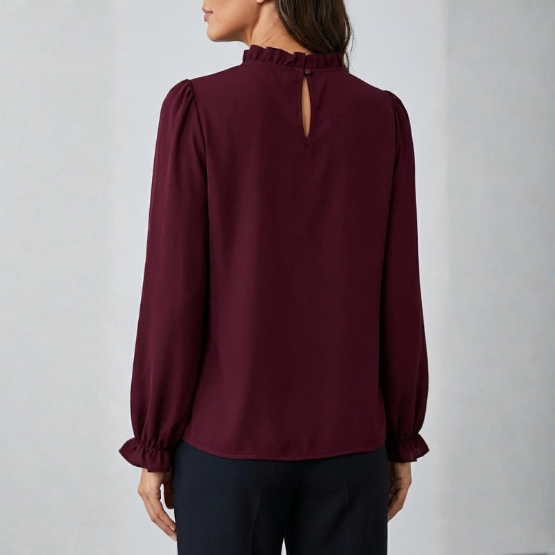 Katarina Ruffle Collar Blouse – Puff Sleeve Top