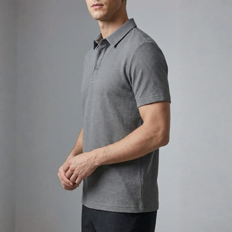 Steven Modern Performance Textured Polo – Breathable Stretch Comfort Shirt