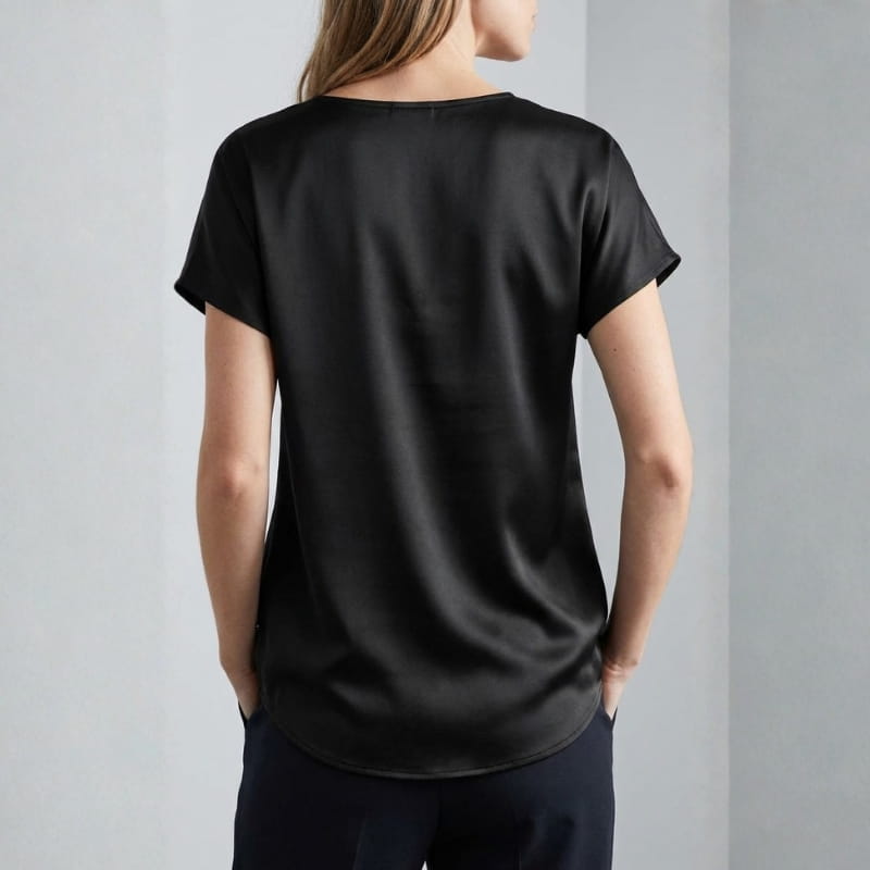 Elara Satin - Elegant V-Neck Blouse