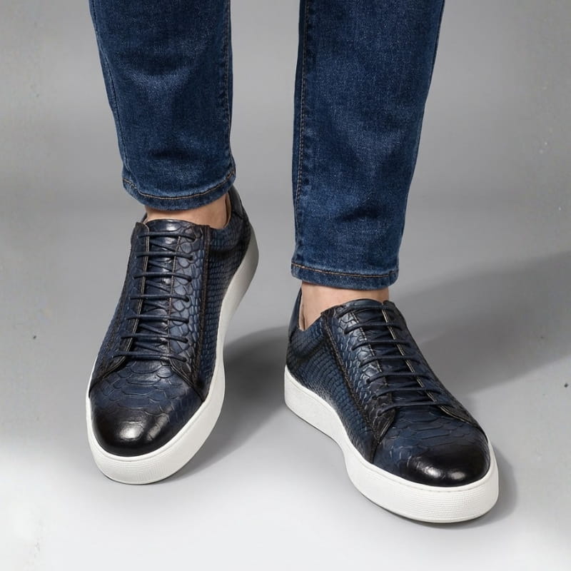 Vincenzo Croc-Embossed Leather Sneakers – Premium Casual Sneakers