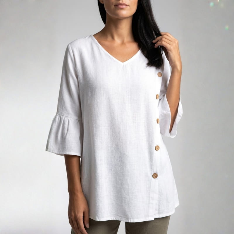 Carisa Linen Button Blouse – Lightweight Breathable Everyday Top