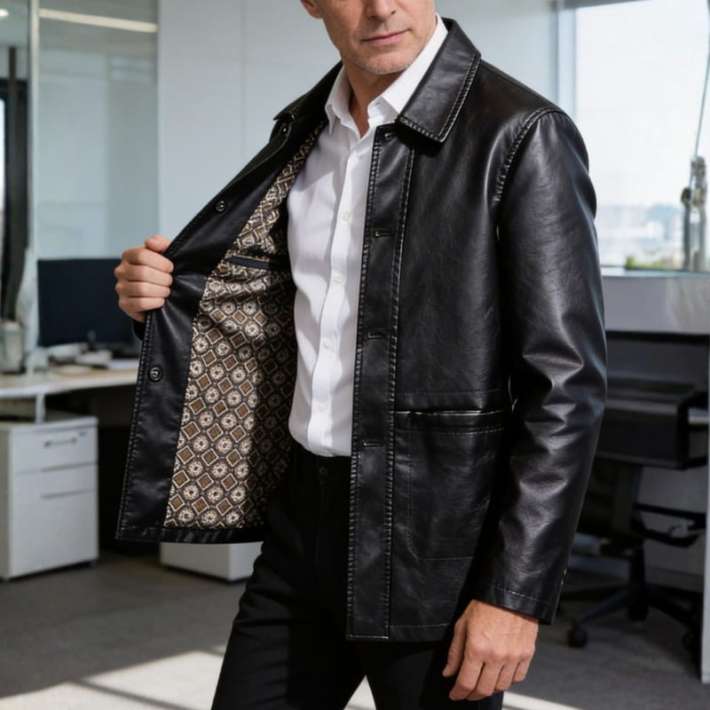 Alessandro Premium Leather Jacket - Sleek Tailored Casual Outerwear