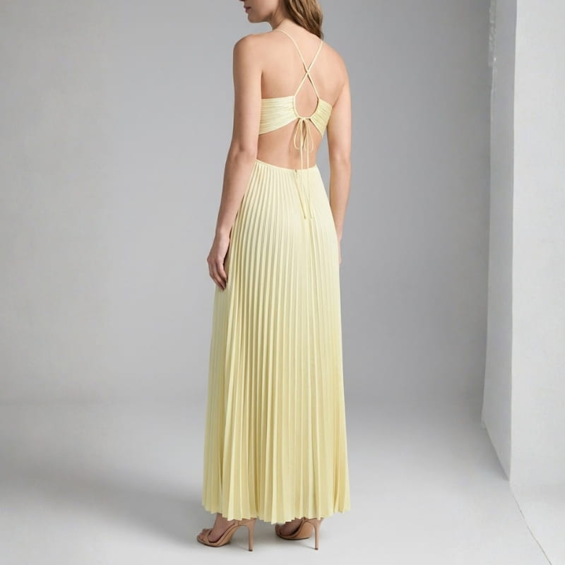 Mariah Pleated Sunrise Maxi Dress – Lightweight Chiffon Evening Wear