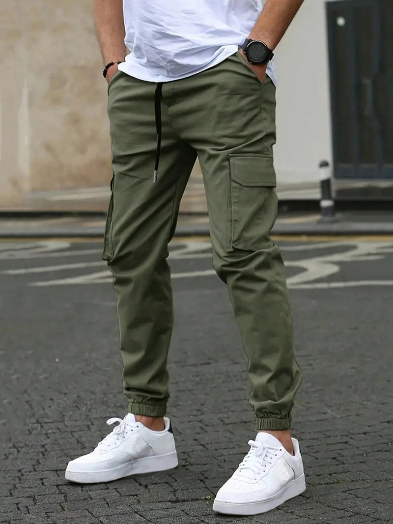Carter Men’s Cargo Pants – Tapered Fit with Drawstring Waist & Utility Pockets