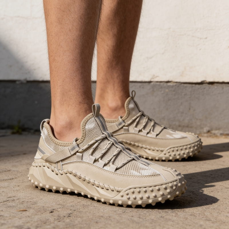 Clavio Genuine Leather & Mesh Sneakers – Rugged Lugged Sole Footwear