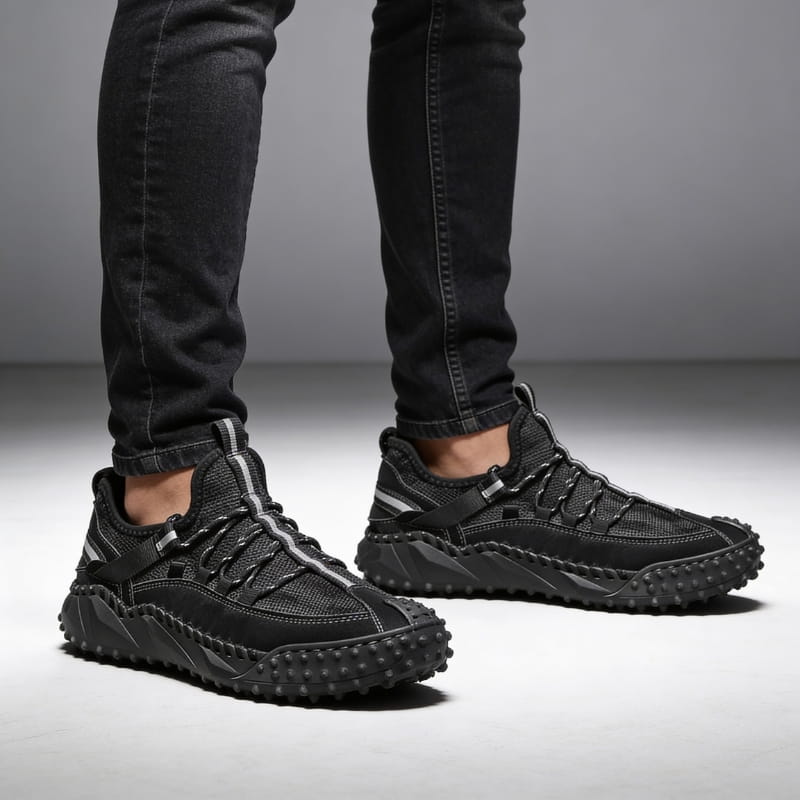 Clavio Genuine Leather & Mesh Sneakers – Rugged Lugged Sole Footwear