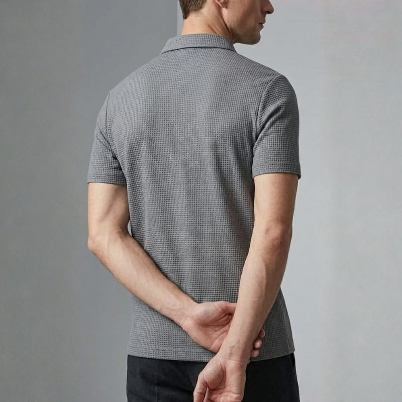 Steven Modern Performance Textured Polo – Breathable Stretch Comfort Shirt