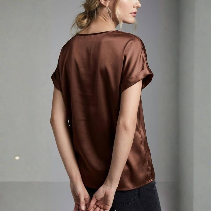 Elara Satin - Elegant V-Neck Blouse