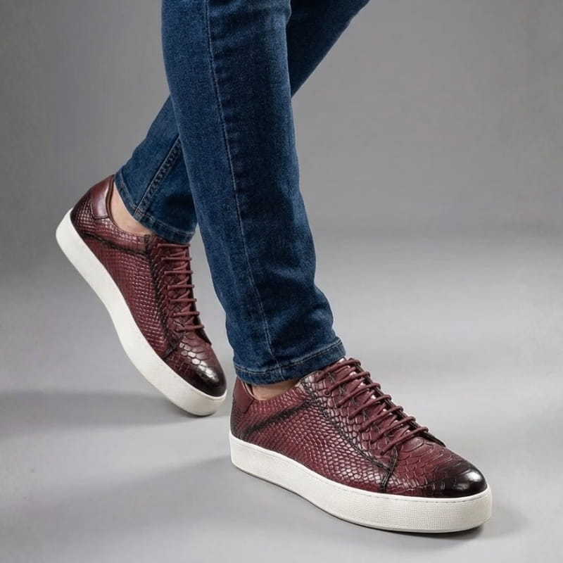 Vincenzo Croc-Embossed Leather Sneakers – Premium Casual Sneakers