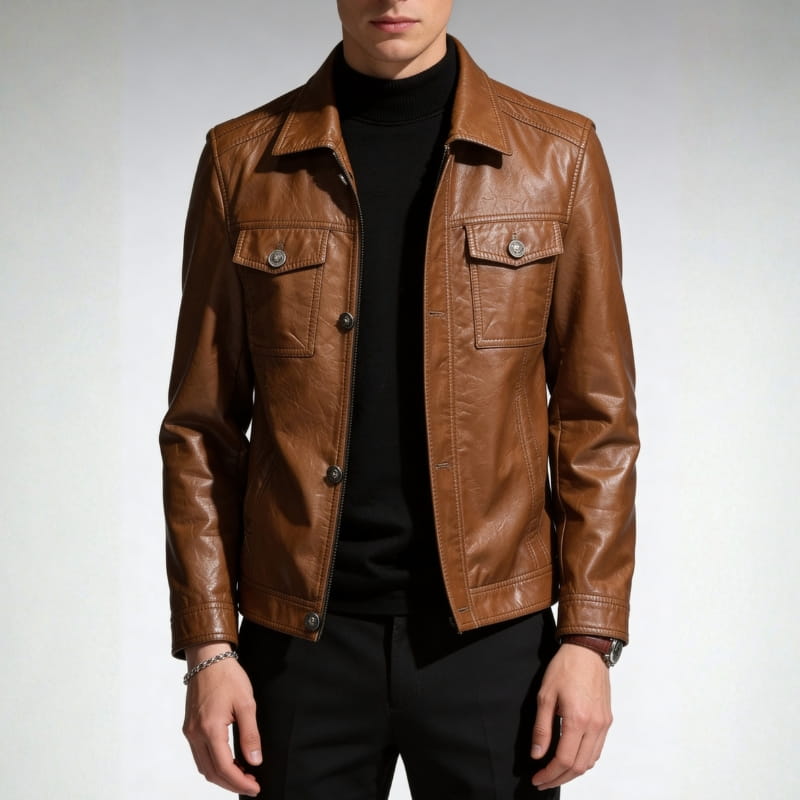 Dario Genuine Leather Jacket – Soft Structured Casual Outerwear