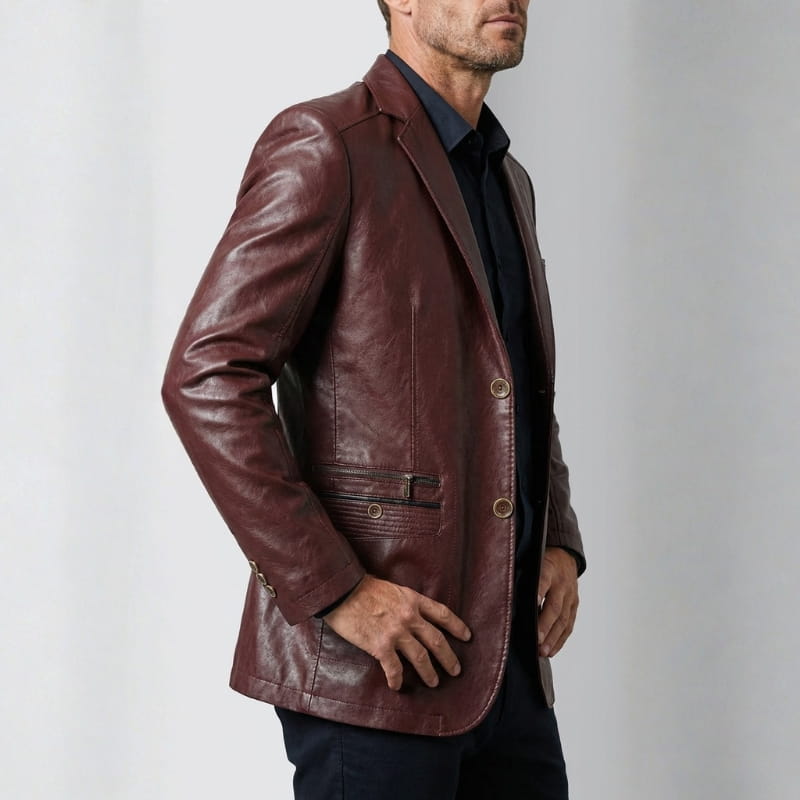 Alessio Genuine Leather Blazer – Premium Soft Structured Casual Jacket