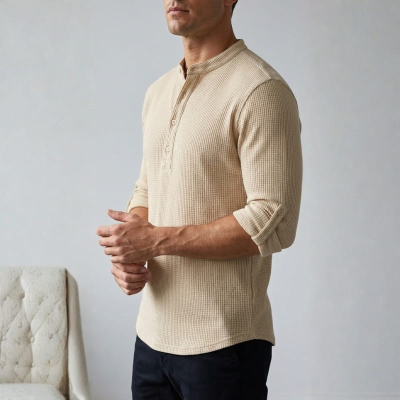Callen Textured Cotton Henley Shirt – Relaxed Fit Casual Shirt