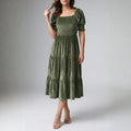 Zanele Velvety Ruffle Midi Dress – Sophisticated Day-to-Night Dress
