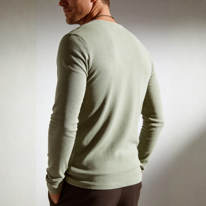 Ruben Slim Fit Ribbed Knit Shirt – Stretch Zip-Neck Long Sleeve