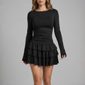 Sheryn Ruffle Skirt Mini Dress – Lightweight Cotton Layered Skater Dress