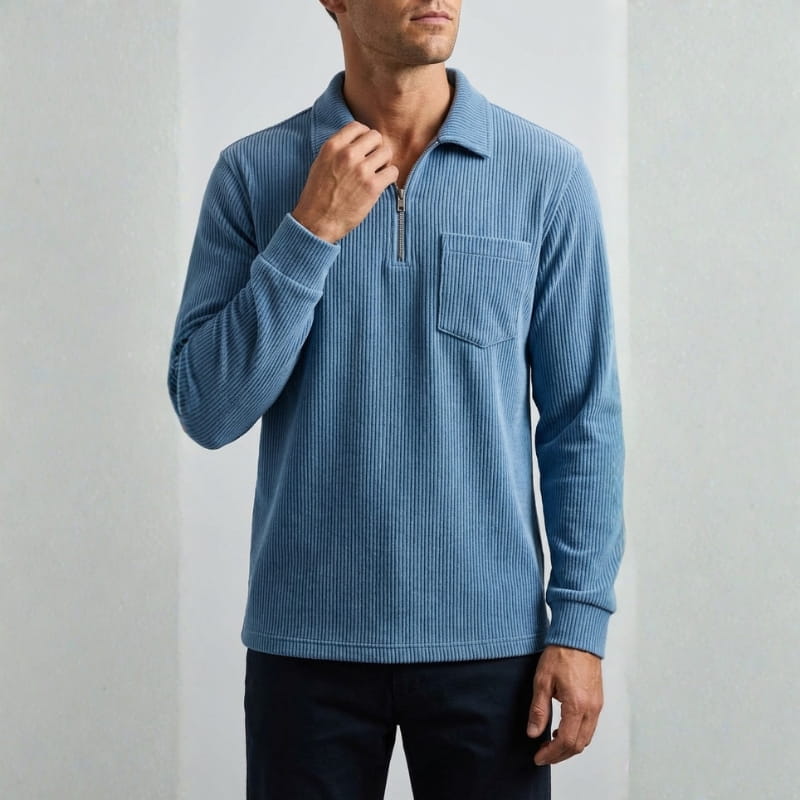 Lucien Corduroy Quarter Zip Polo Shirt – Soft Premium Layering Top