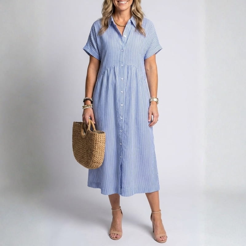Emilia Women's Full Length Maxi Shirt Dress – Lightweight Breathable Style