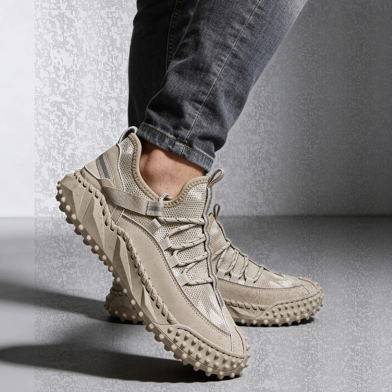 Clavio Genuine Leather & Mesh Sneakers – Rugged Lugged Sole Footwear
