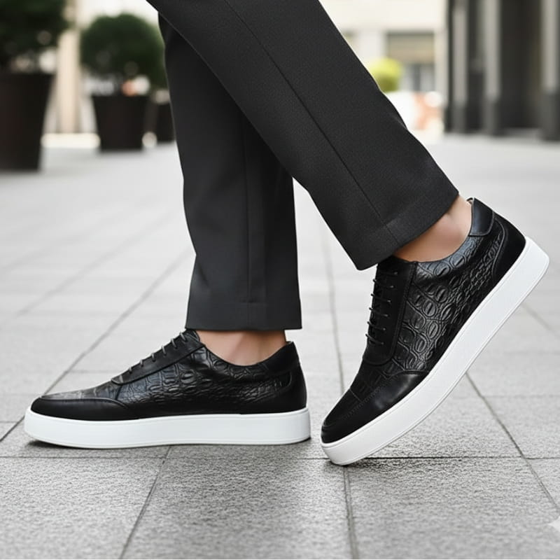 Ignazio Croc Embossed Genuine Leather Sneakers – Casual Dress Shoes