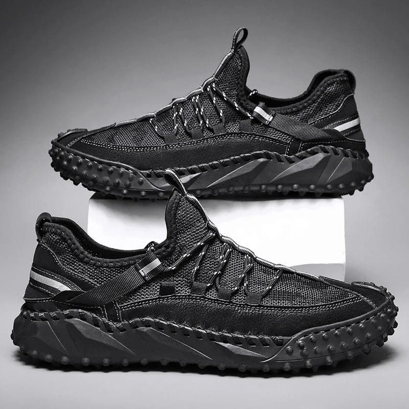 Clavio Genuine Leather & Mesh Sneakers – Rugged Lugged Sole Footwear