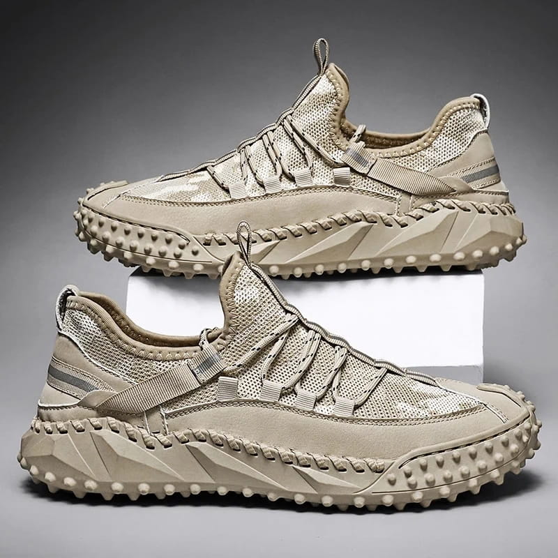 Clavio Genuine Leather & Mesh Sneakers – Rugged Lugged Sole Footwear
