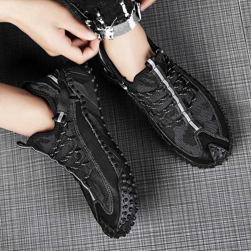 Clavio Genuine Leather & Mesh Sneakers – Rugged Lugged Sole Footwear