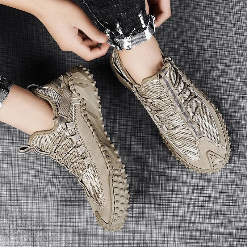 Clavio Genuine Leather & Mesh Sneakers – Rugged Lugged Sole Footwear