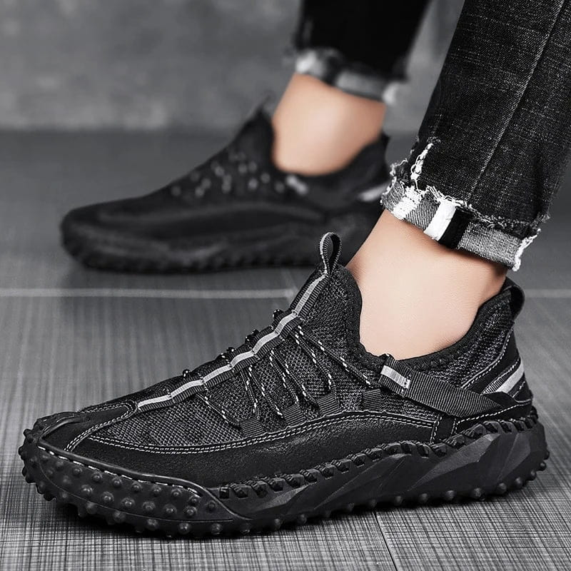 Clavio Genuine Leather & Mesh Sneakers – Rugged Lugged Sole Footwear