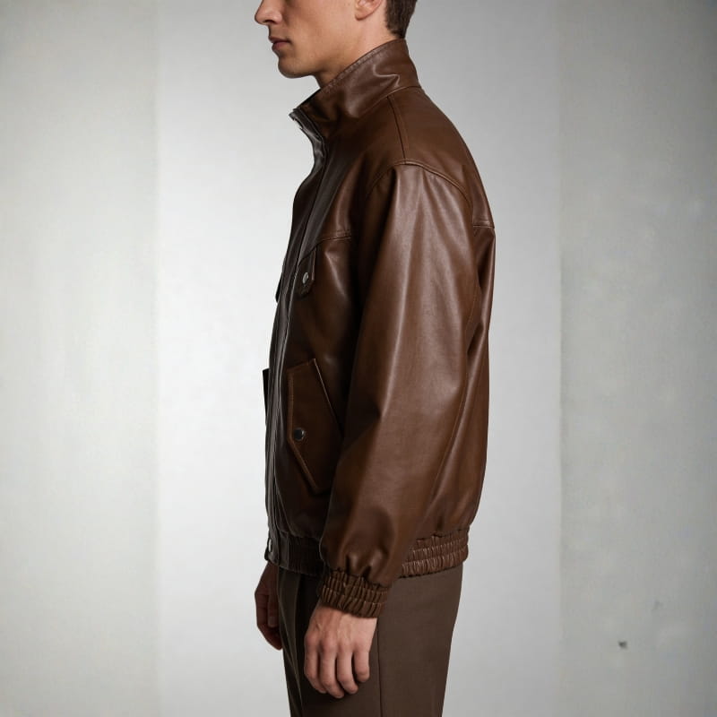 Marco Genuine Leather Bomber Jacket – Soft Durable Casual Outerwear