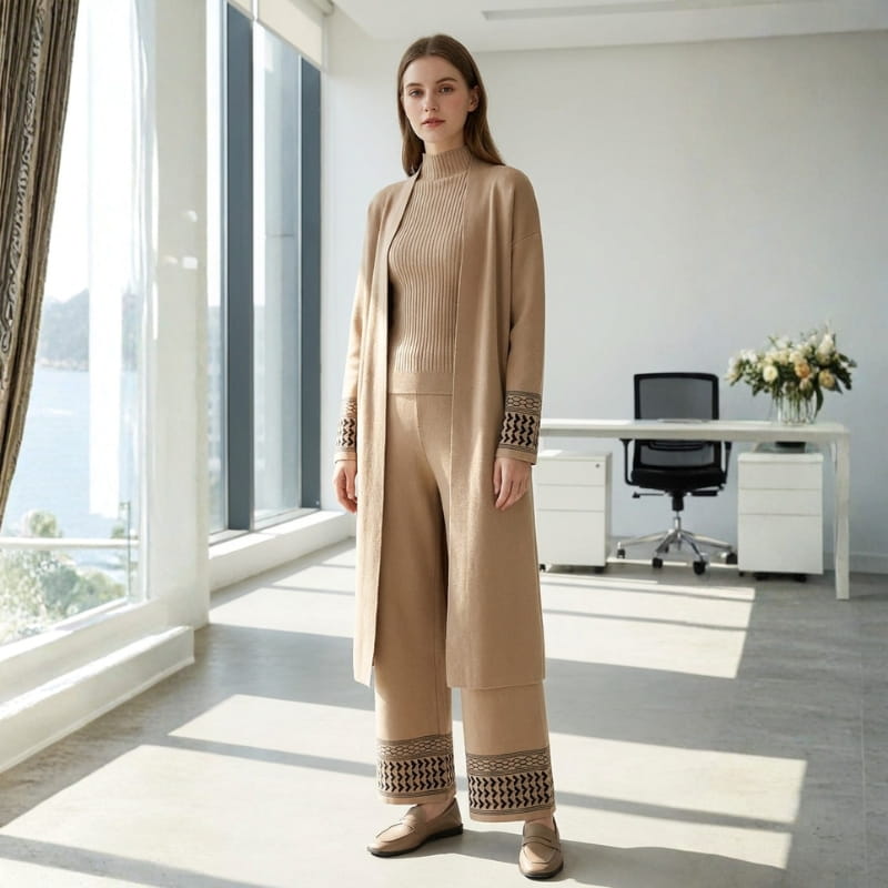 Giuliana Women's 3 Piece Lounge Set – Soft Viscose Wide Leg Pants Cardigan and Top