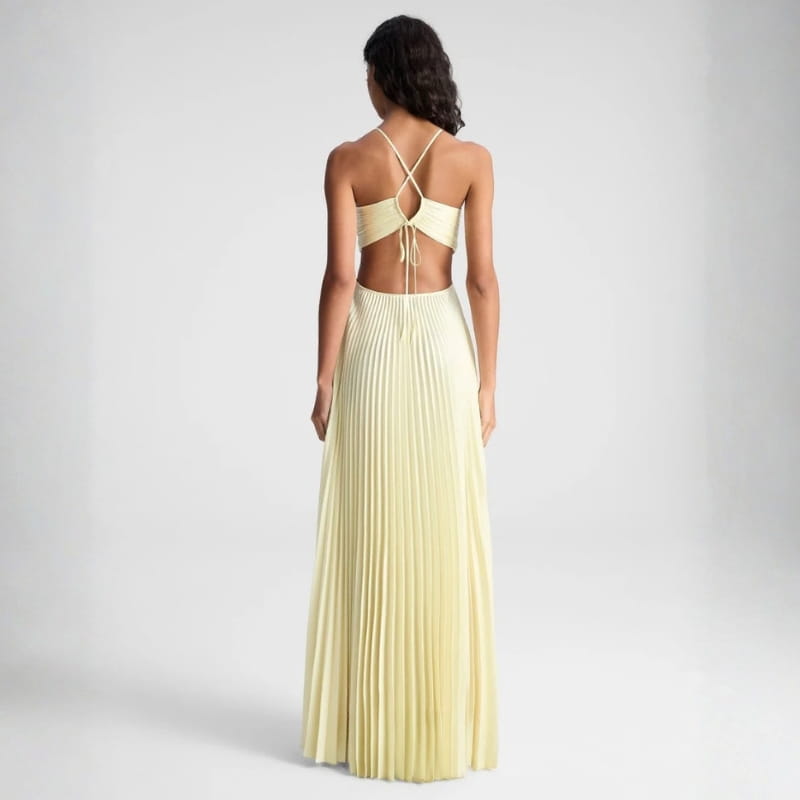 Mariah Pleated Sunrise Maxi Dress – Lightweight Chiffon Evening Wear