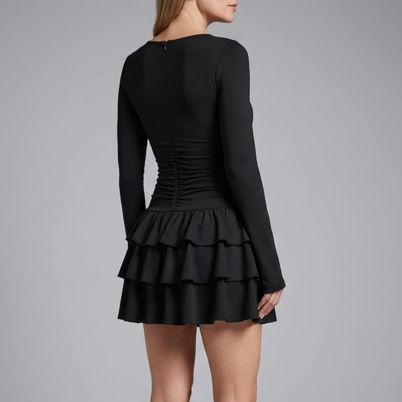 Sheryn Ruffle Skirt Mini Dress – Lightweight Cotton Layered Skater Dress
