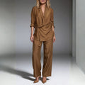 Maycee Commuter Satin Drape Lounge Set – Relaxed Soft-Touch Two-Piece