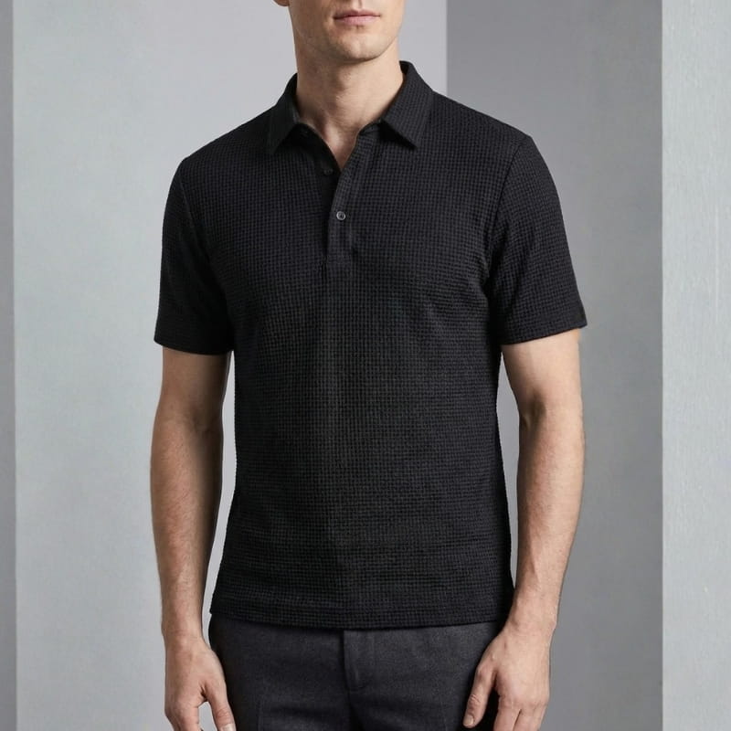 Steven Modern Performance Textured Polo – Breathable Stretch Comfort Shirt