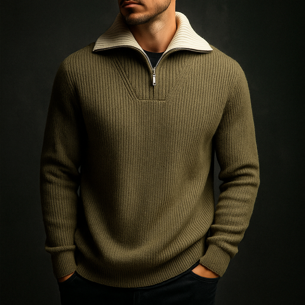 Jaime Men’s Wool Quarter-Zip Sweater – Premium Knit Pullover