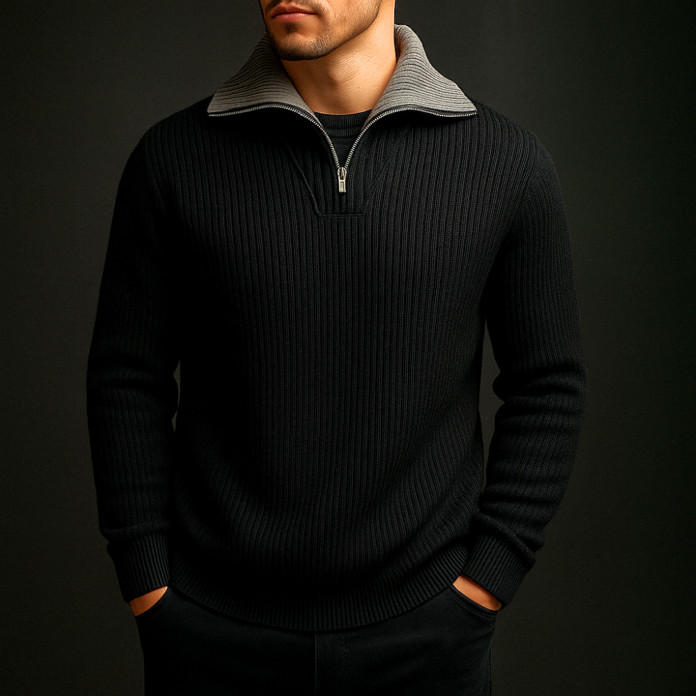 Jaime Men’s Wool Quarter-Zip Sweater – Premium Knit Pullover