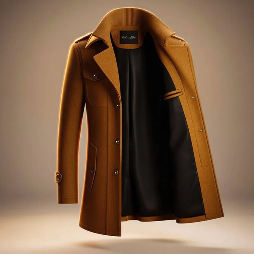 Lennox Men’s Wool Jacket – Wool Winter Coat with Tailored Collar & Utility Pocket