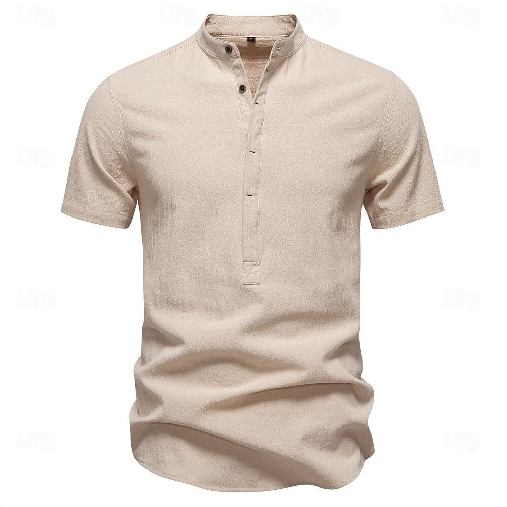 Jasper Cotton Band Collar Shirt