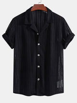 Caleb Men's Summer Shirt Set – Textured Cotton Blend for Laid-Back Style